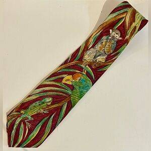 Vintage World Wildlife Fund Mens Silk Necktie Tie Rainforest Animals Jungle Dad